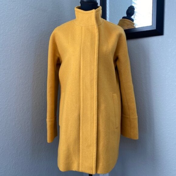 J.CREW Ochre Mustard Yellow Wool Blend City Coat Jacket Sz 4 - Picture 2 of 15